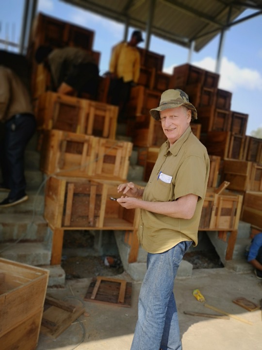 Tiered wooden fermentation boxes at Kamkav Farm